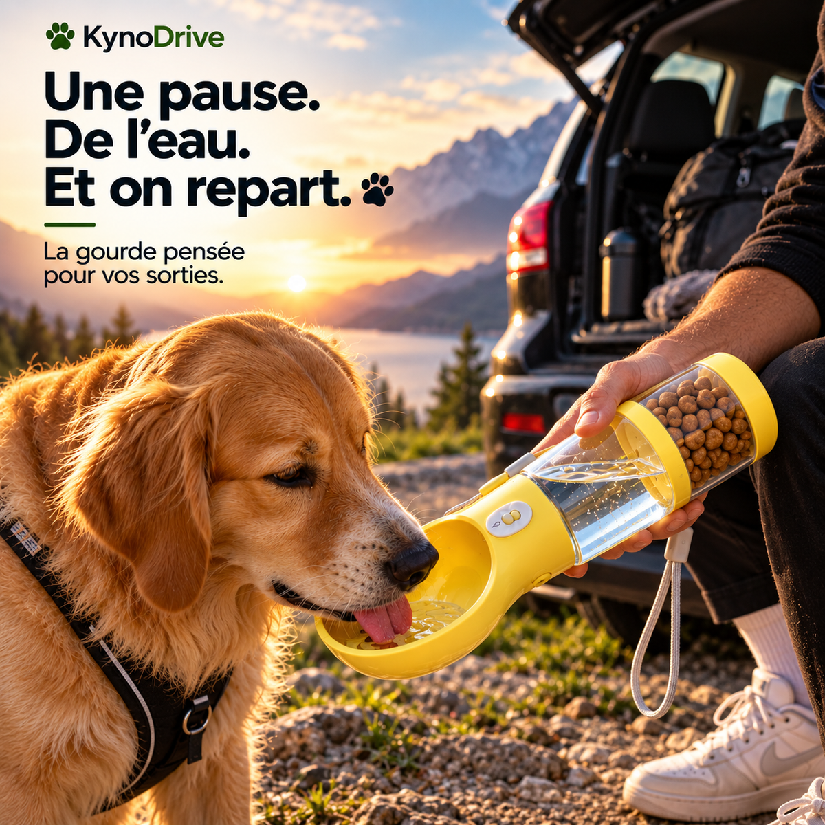 Gourde 2-en-1 pour chien – Eau & nourriture | KynoDrive
