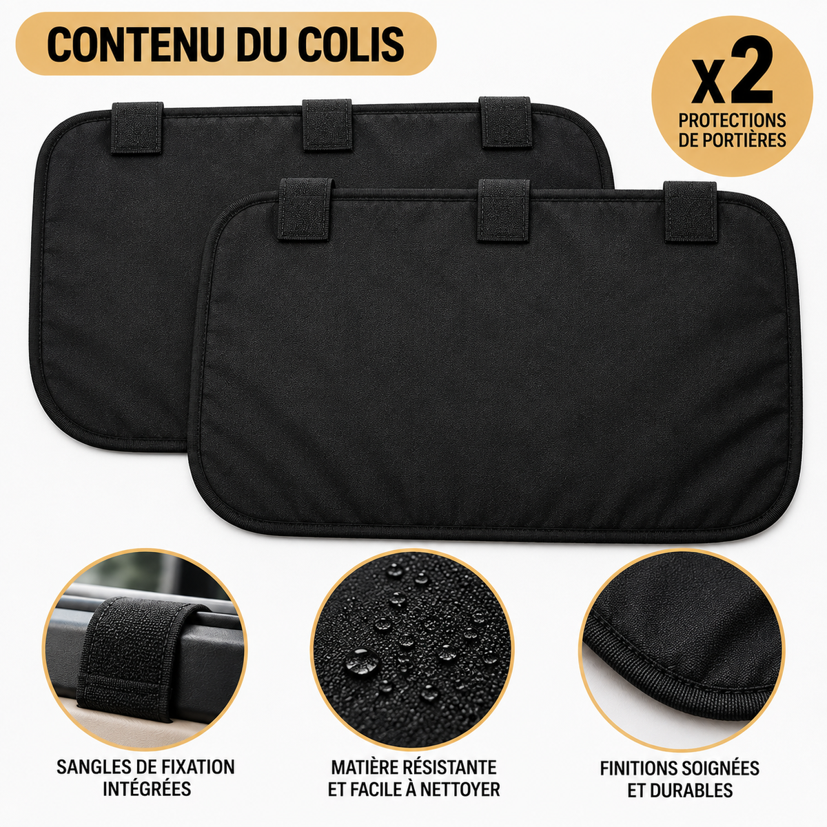 Protection de portières voiture pour chien – Lot de 2, imperméable et anti-rayures